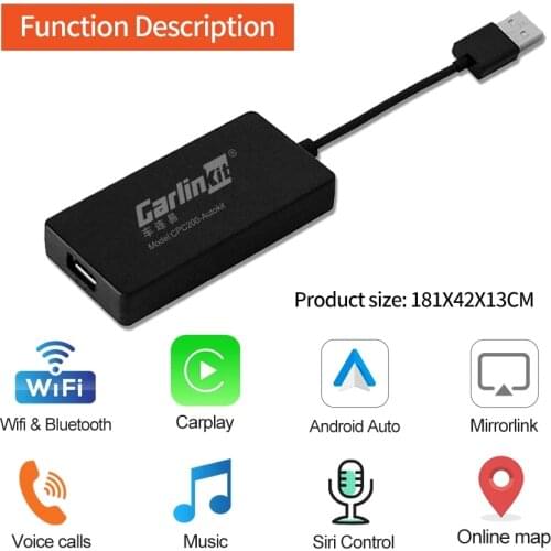 Carlinkit Wireless CarPlay Auto Dongle for Android Navigation Player Apple Carplay Mirrorlink for IOS 14 Map Music CarPlay