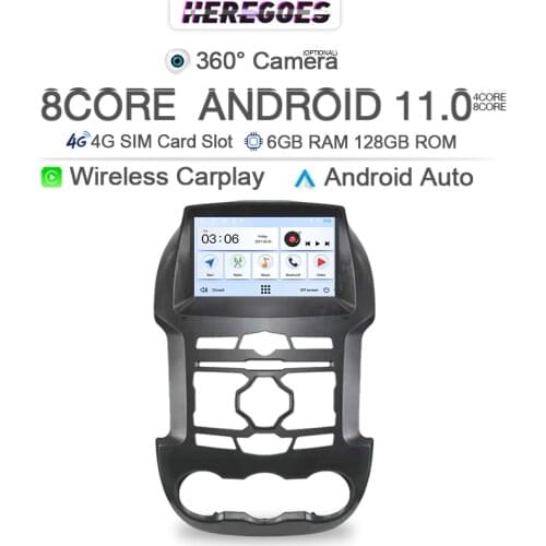 Carplay 9" Android 10.0 Car Radio Multimedia VIdeo Player For Ford Ranger F250 2011 - 2015 6G+128Gb Navigation GPS Stereo IPS