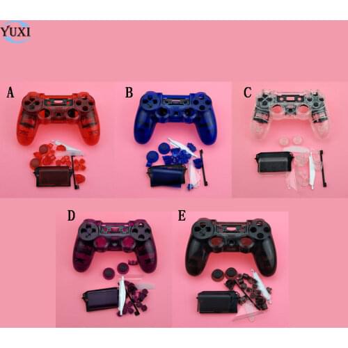 YuXi For Sony Playstation 4 PS4 Dualshock 4 Old Version Gamepad Controller Transparent Clear Front Back Housing Shell Case Cover