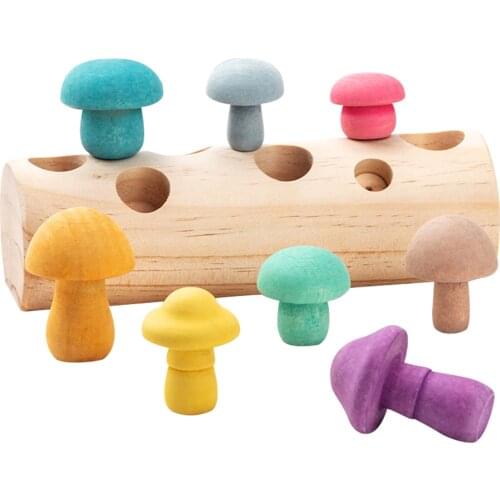 Wooden Simulation Mushroom Picking Game Baby Early Education Concentration Training Toy Fun Picking Mushroom Educational Toy