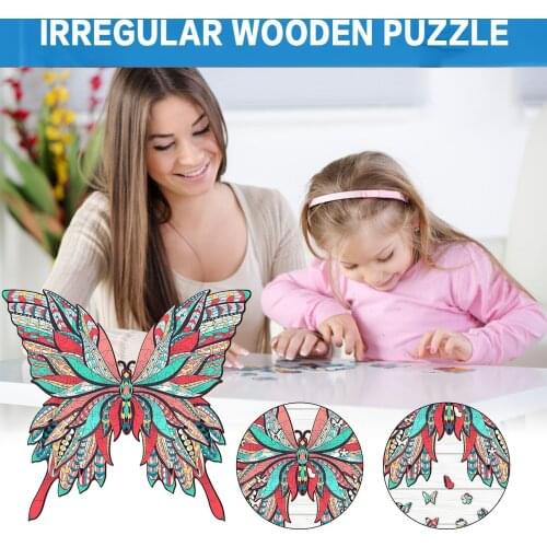 Wooden Jigsaw Puzzle Butterfly Wooden Puzzle Unique Shape Pieces Animal Puzzles For Adults And Kids puzzle en bois animaux W