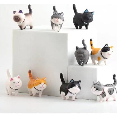 Kids Funny Cute Cat Ornaments Toys Home Bookshelf Decoration Animal Statue Handmade Doll Decoration Toys Lovely Desk Accessories