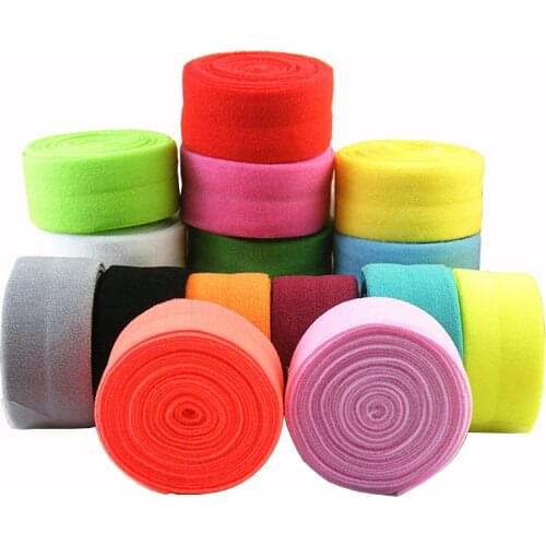 10M*20mm Elastic edging belt Solid Color Shiny Fold Over Elastic FOE Spandex Band Kids Hair Tie Headband Dress Lace Trim Sewing