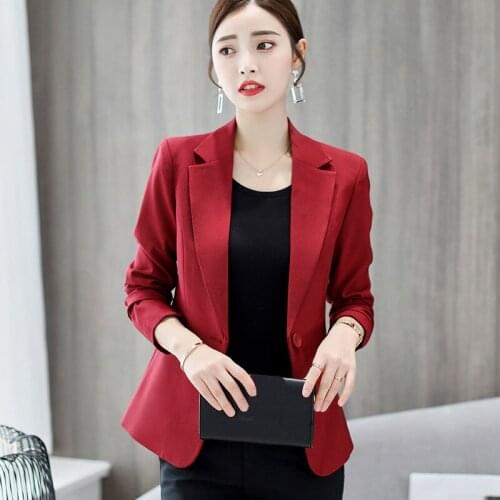 Elegant Work Women Clothes Fashion Office Lady Blazer Red Leisure Suits Formal One Button Slim Blazers Autumn Winter Coat