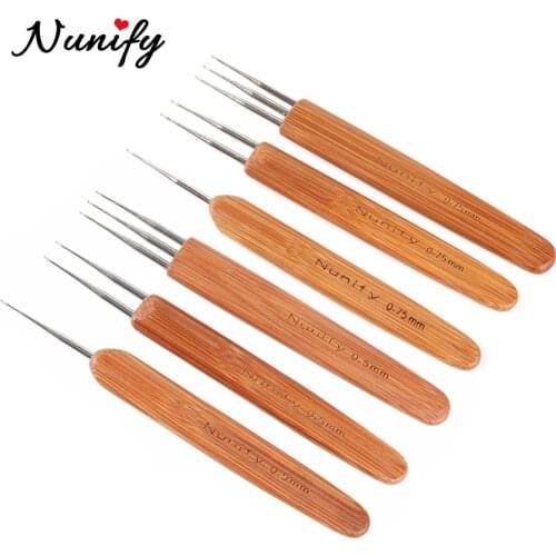 Hot Selling Nunify One Double Triple Head Bamboo Handle 0.5Mm 0.75Mm Dreadlock Crochet Hook Needles For Dreads Quality Hair Tool