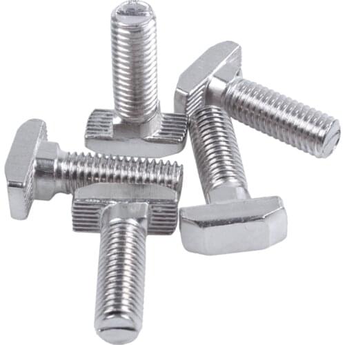 GTBL M8 Thread T-Slot Drop-In Stud Sliding Screw Bolt Silver Tone 5pcs