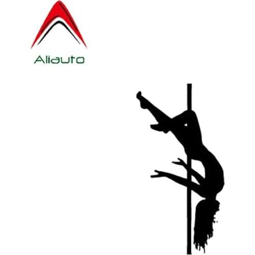Aliauto Creative Classic Car Sticker Pole Dancing Sexy Girl Silhouette Vinyl Zero Defect Waterproof Decal Black/Silver,7cm*14cm