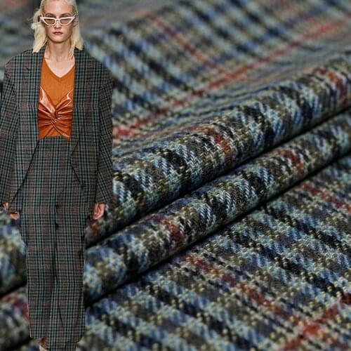 Red Raspberry England Welsh Plaid Worsted 100%Wool Garment Materials Fabrics Autumn Women Suits Jacket Sewing Cloth Freeshipping