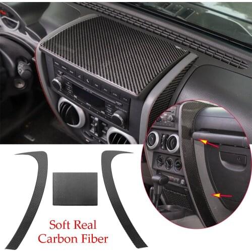 Real Carbon Fiber Dashboard Center Console Cover For Jeep Wrangler JK 2007-2010