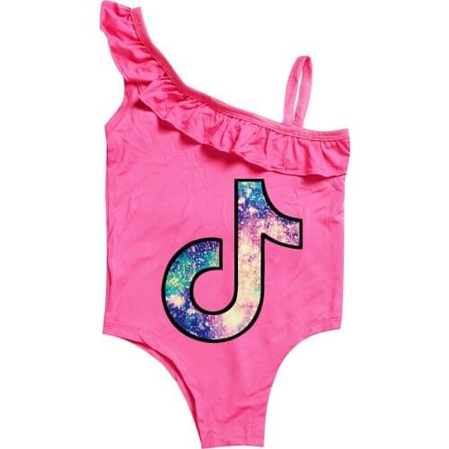 TIK TOK Girls Swimwear Children One-piece Swimsuit Doll Cartoon Girl Swimwear