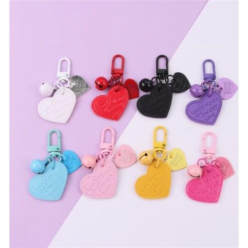 Cute Sweet Leather Heart Keyring Bowknot Cartoon Keychain For Women Trinket Key Chains Ring Car Bag Pendent Charm Key Chains