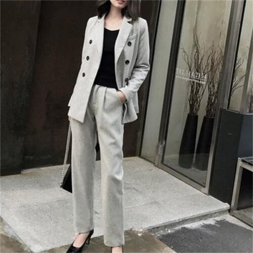 Fashion woolen suit suit female high-end New spring winter thickening casual ladies ol professional temperament suit + pants set