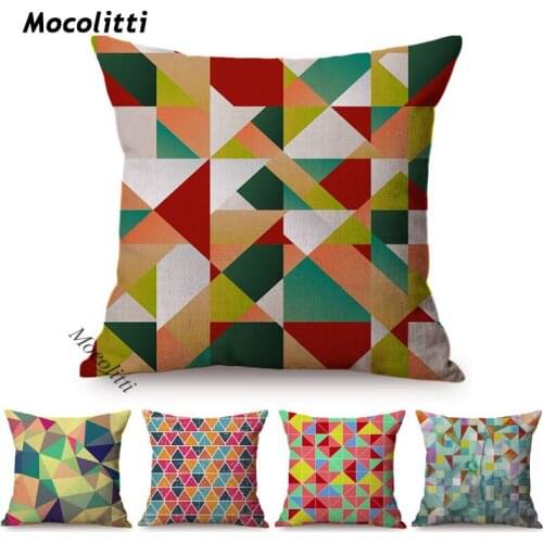 Modern Geometric Pattern Square Cushions Cover Colorful Abstract Mosaic Home Decoration Office Sofa Seat Chair Throw Pillow Case
