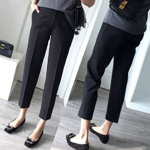 2020 new spring and autumn casual pants black high-waisted thin suit pants women straight barrel loose autumn and winter