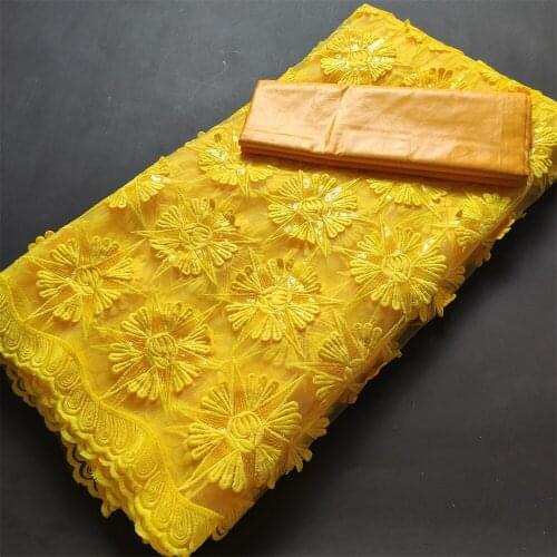 Latest 2021 High Quality African Lace Fabric Embroidery Swiss French Tulle Cotton Wedding Party Dress Guipure Sequins 5Yards