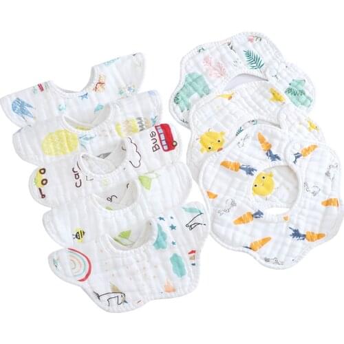 New 8-layer bib cotton 360 rotating baby towel baby bib