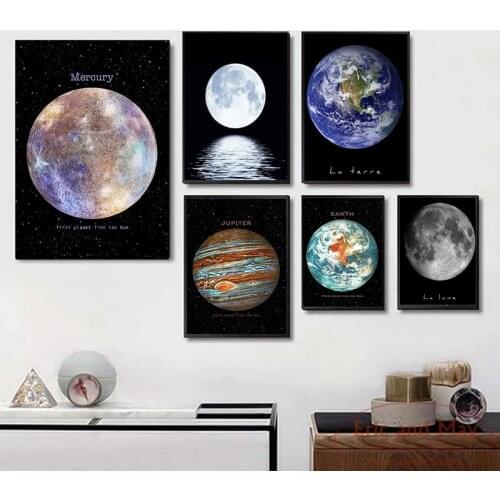 Planet Space Earth Moon Venus Sun Saturn Canvas Painting Poster and Print Wall Art Modern Picture for Living Room Home Decor