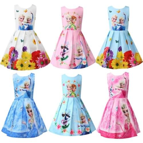 Girls Dresses Ice Snow Elsa 2 Girl Dress for Girl Birthday Party Vestidos Children Princess Ball Gown Anna Elsa Kids Baby Dress
