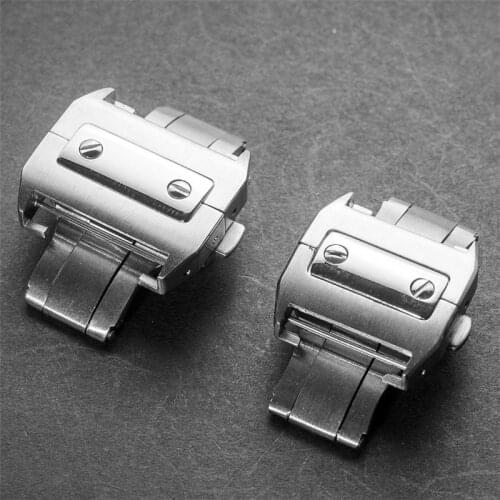 Watch Buckle 316L Stainless Steel Brushed Butterfly 18/21mm Fold Buckle Clasp For Cartier Santos 100 Series+ Free Tools