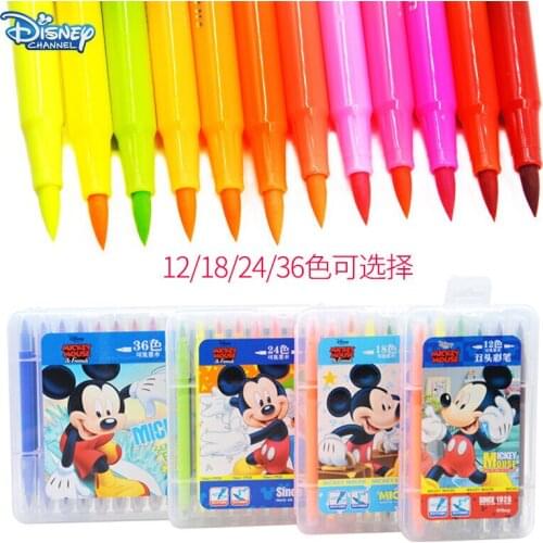 12/18/24 Color Disney Mickey Double-headed Watercolor Pen Cartoon Painting Graffiti Pen Cute Colorful Writing Office Gift