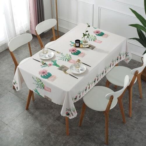 Nordic Ins Style Home Decor Table Cover Waterproof Flora Leaves Pattern Tablecloth Oilproof PVC Table Cloth Picnic Mat T416