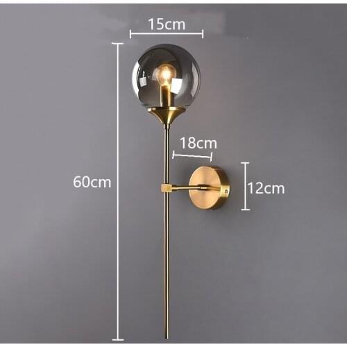 Modern Glass Ball Wall Lamp Nordic Gold Bedside Wall Light Fixtures Home Decor Bedroom Bathroom Mirror Lights Indoor Luminaire