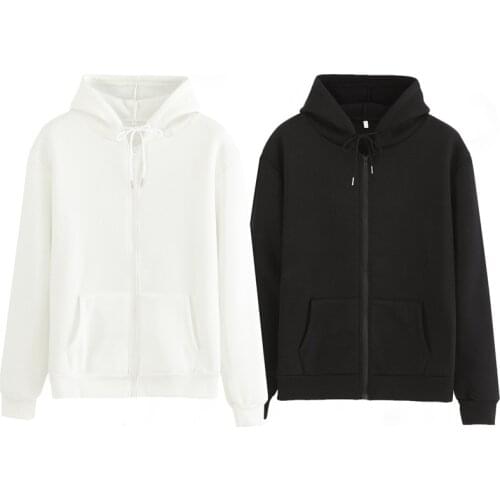 Plus Size Couple Hoodies Women Men Harajuku Streetwear Oversized Zip Up Sweatshirt Clothing Korean Style Long Sleeve Tops