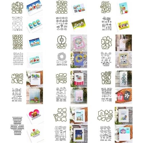 Cute Animals Rabbits Strawberry Flowers Cutting Dies Corresponding Clear Stamp DIY Scrapbooking Card Making Crafts Stencil 2021