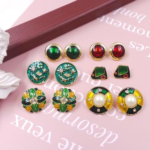 Vintage enamel earrings palace creative carved earrings female fashion popular