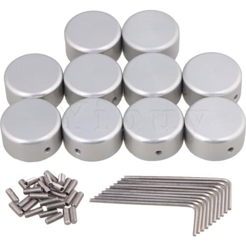 Yibuy 10pcs Silver Guitar Effects Accessories Stomp Switch Pedal Box Foot Cap
