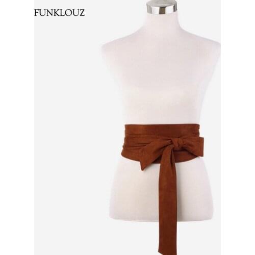 Funklouz Japanese Vintage Waist Belt for Women Bow Cummerbund Lace Up Waistband Slim Dress Belt New Fashion Apparel Accessories