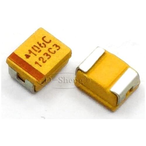 50pcs/SMD Tantalum capacitor 106C 16V 10uF B type 3528 1210 Yellow Polar Bile capacitor