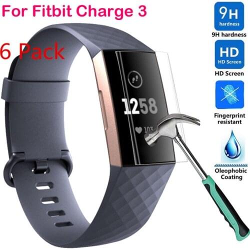6 Pack) High Quality Clear Screen Protector PET Soft film Shield for Fitbit Charge 3/4 Wristband Anti-scratch Film