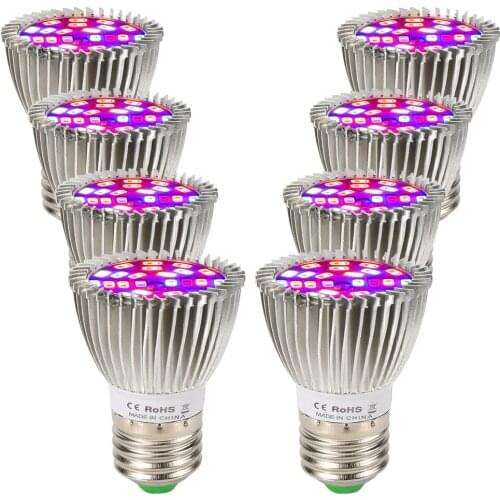 8/Pack) 28W 28LED E27 LED Grow Light Full Spectrum Growing Led Lamp For Indoor Plants Hydroponics System Grow Tent Complete Kit