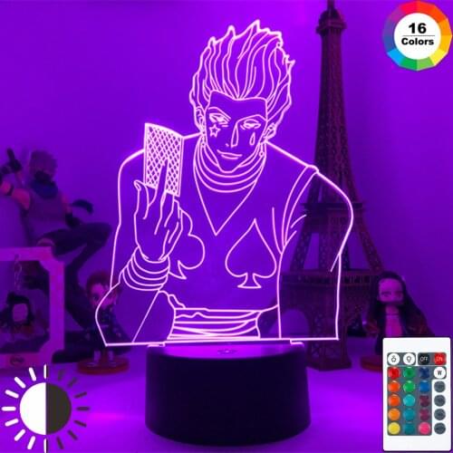 Anime Hunter X Hunter Hisoka 3d Led Lamp 16 Colors with Remote rfor Home Room Decor Night Light Cool Kid Child Gift Night Lamp