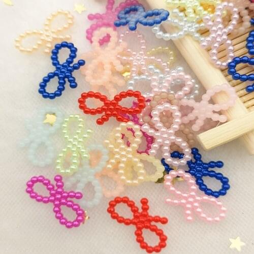 100pcs ABS Pearls Bow Bead for Wedding Arts Crafts Scrapbook Decoration Handmade Jewelry Loose Beads Garments Accessories