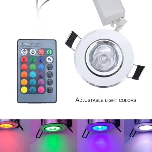 3W Dimmable RGB Downlight AC85-265V Ceiling Downlight Lamp Spot Light for Exhibition Halls Bars Lighting With Remote Control