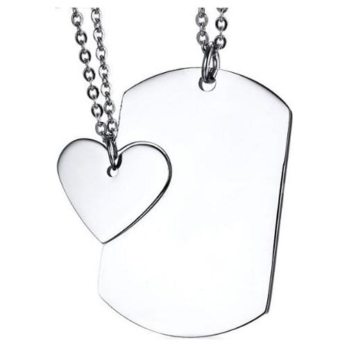 Fate love 2018 valentines Gifts Coupel Stainless Steel Fashion Heart and Dog Tag necklace pendant customization