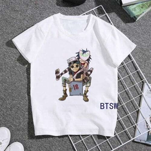 Movie Gorillaz Print T Shirt Harajuku T-Shirts Girl Boy New Summer Short Sleeve Casual Clothing Tee Tops Casual Cute T-Shirt