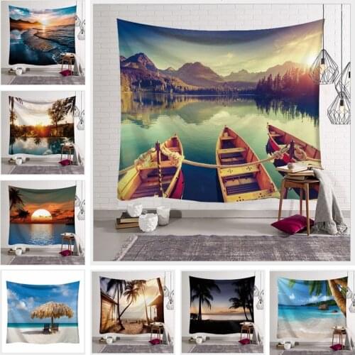 Art Natural Views Tapestry Great Sea Sunset Print Tapestry Room Wall Hanging Fashion Tapestry Living Room Home Decor