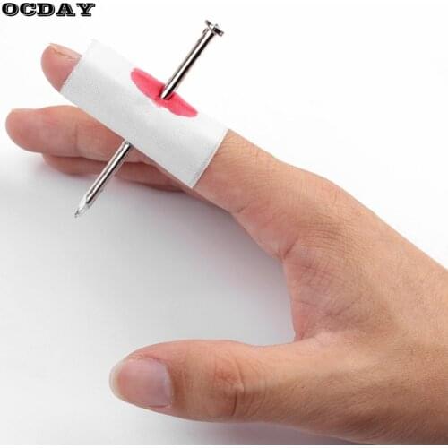 OCDAY Nail Through Finger Tricky Toy Finger Pegged By Nail Bloody Scared Trick-playing Toy For Halloweens Day Cosplay Party Hot