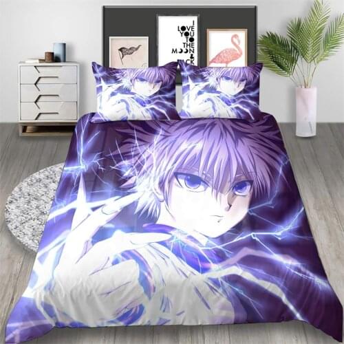 Bedding Set Of 3pcs Decorative Anime PillowCovers Hunter X Hunter Pattern Duvet Covers For Teens Boys Bedroom Home Textiles