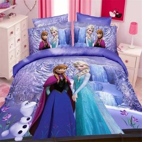 Frozen Anna Elsa Duvet Cover Bed Sheet Pillowcase Boys Girls Kids Disney Princess Sofia The First Spider Man Cartoon Bedding Set