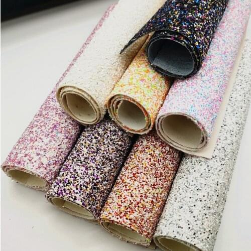 A4 sheet solid color Shiny Chunky Glitter sheet Fabric Leather For Earring Bows 955