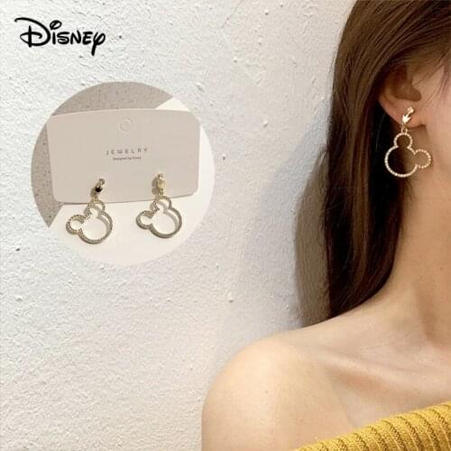 Disney Mickey Mouse Earrings Cute Metal Earring High Quality Golden Colour for Women Party Gift for Best Girl Trendy Model Style