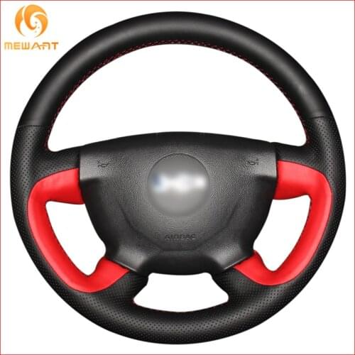 MEWANT Black Red Genuine Leather Car Steering Wheel Cover for Hummer H3 2005 H3x 2008 H3T 2009 Interior Accessories Parts