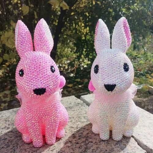 Cute Rabbit Coin Piggy Bank Sticker Diamond Cartoon Piggy Bank Decoration Luxury Rabbit Doll Decoration Anti-drop Kid Money Box
