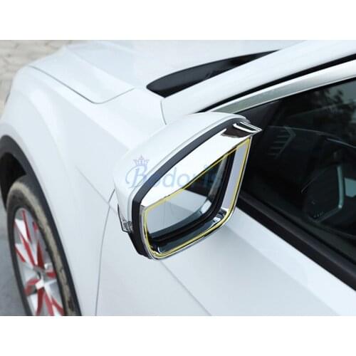 Rear Rearview Mirror Rain Shade Cover Trim Glass Sun Visor Shield Frame Chrome For Volkswagen VW T-Roc TROC 2018 2019 2020