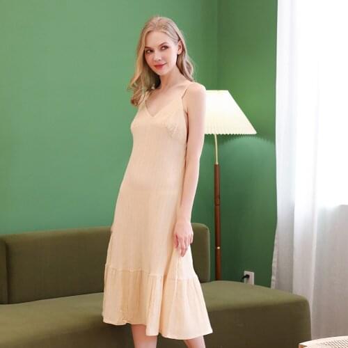Nightgowns Women Sexy Sleep Nightdress Long Dress Casual Nightdress Lounge Sleepwear Lingerie Pajama Solid Color Nightwear