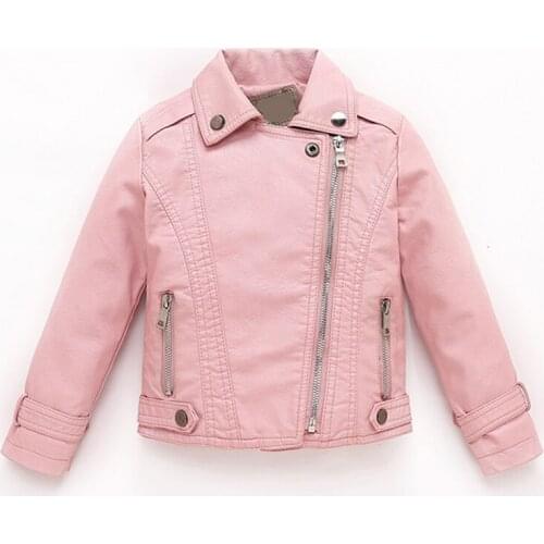 New Girls Leather Jacket Fashion Jacket For Child Spring Autumn Baby Girl & Boy Lwather Coat Childrens Clothing Outerwear 3-8Y